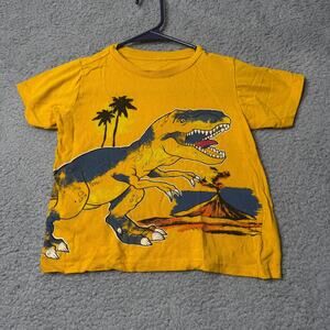 T Rex T Shirt Boys Size 5 Copper Denim Orange Graphic Short Sleeve